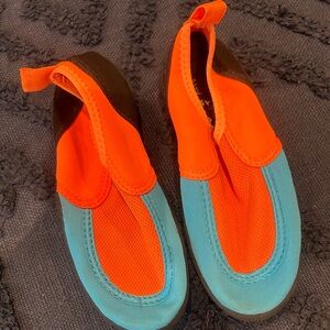 Kids Slip-On Water Shoes in Orange and Aqua